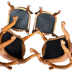 【レア】ロココ調　イタリア　象嵌 アンティーク ダイニングセット　硝子マット付　の画像