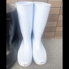 作業用長靴　レインブーツ　黒26 白24.5 チェックS 雨靴（別売り可の画像