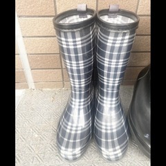 作業用長靴　レインブーツ　黒26 白24.5 チェックS 雨靴（別売り可の画像