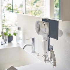 【山崎実業/Tower】棚下ドライヤーホルダー タワー 黒の画像