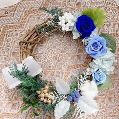 🌼冬のお花のワークショップ／初心者、お一人様大歓迎!｜プリザーブドフラワーでリース（20㎝）作り🌸の画像