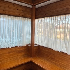 長さ(丈)100センチ　白レースカーテン　2枚セットの画像