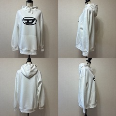 Dロゴ プリント パーカー ホワイト 大きいサイズの画像