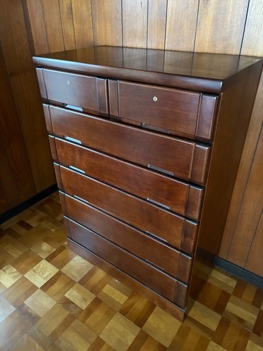 美品　東海家具（Tokai Kagu）高級チェスト 7段収納　木製たんす