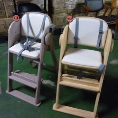 未使用/新品　訳り特価　折りたたみ キッズチェア 天然木 立ち上がり防止 5点式ベルト 高さ調整 足置き クッション 付き ハイチェアの画像