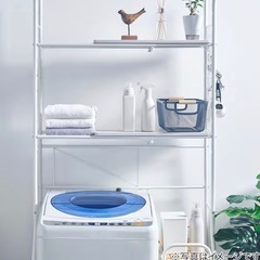 幅調整して洗濯機上を有効活用できる棚2段ランドリーラック(ナチュラル)の画像