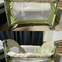 アニマル柄 ベビーベッド 酷豆丁 COOL BABY  プレイヤード ポータブル ベビーベッド ベビーサークル  折り畳み サイド昇降可能 おむつ交換台付の画像
