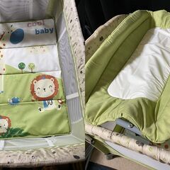 アニマル柄 ベビーベッド 酷豆丁 COOL BABY  プレイヤード ポータブル ベビーベッド ベビーサークル  折り畳み サイド昇降可能 おむつ交換台付の画像