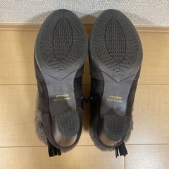 しまむら レディース ブーツ モカブラウン L フリンジ 裏ボアの画像