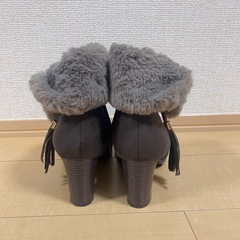 しまむら レディース ブーツ モカブラウン L フリンジ 裏ボアの画像