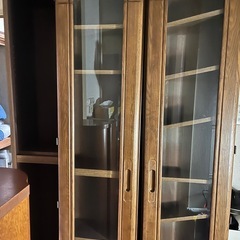 本棚 書籍 ガラス扉  スライド 奥にもガラス戸あり 大型　綺麗な状態です！の画像