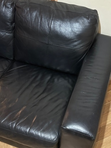 ソファ　ブラック　合皮　IKEA