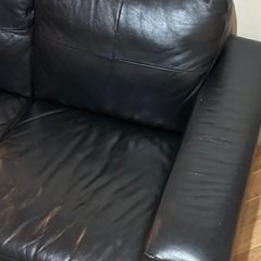 ソファ　ブラック　合皮　IKEAの画像