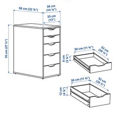 【2台セット】IKEA ALEX アレクス 5段引き出し収納 ホワイトの画像