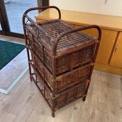 籐  チェスト  3段  棚の画像