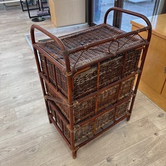 籐  チェスト  3段  棚の画像