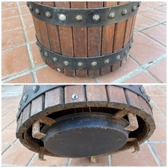 傘立て　木製　樽型　1点　カリモク　昭和レトロ　アンティーク　インテリアの画像