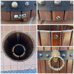 傘立て　木製　樽型　1点　カリモク　昭和レトロ　アンティーク　インテリアの画像