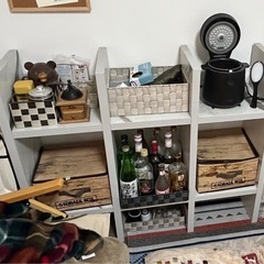 大理石風マルチラック（3列オープン棚）幅90×高さ110cmの画像