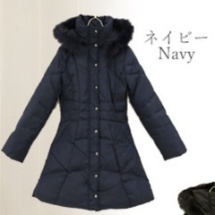 ダウンフェザー　ダウンロングコート　ネイビーの画像