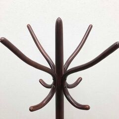 ss8052　秋田木工 ポールハンガー ブラウン 木製 コート掛け 傘立て付き コートハンガー コートツリー 玄関 洋服掛け レトロ ヴィンテージ家具 AKITAMOKKO 秋田木工 中古の画像