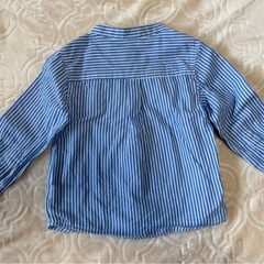 ベビー服 TEX baby ストライプシャツ 18M ブルーの画像