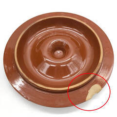 ss8055　久松窯 飲食物容器 3号 漬物容器 丸壺 陶器製 蓋付き 保存容器 ブラウン 瓶 つぼ かめ つけもの 梅干し ぬか漬け 常滑焼 漬物壺 中古の画像