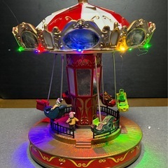 クリスマス 回転メリーゴーランド オルゴール オブジェ 置物　 LEDライト付き  訳アリ：底フタ無しの画像