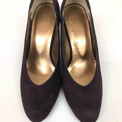 ss8073　クノイチ パンプス パープル 24cm スウェード調 約8cmヒール フェリシモ 9/1 ヒール 紫 アーモンドトゥ レディース 靴 フェミニン 女性用 くつ パンプス 未使用の画像