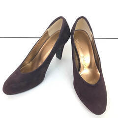 ss8073　クノイチ パンプス パープル 24cm スウェード調 約8cmヒール フェリシモ 9/1 ヒール 紫 アーモンドトゥ レディース 靴 フェミニン 女性用 くつ パンプス 未使用の画像