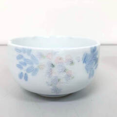 ss8074　小鉢 5客セット 白地 藤の花 淡色 変形小鉢 花の形 ホワイト×ペールトーン 紫雲 陶器 食器 絵付け いっちん 小鉢揃 小皿 和食器 小鉢セット 中古の画像