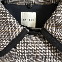 新品未使用 MONGRE モングレ 冬服 ロングダウンコート  ダブルボタン ミドル丈 チェック柄の画像