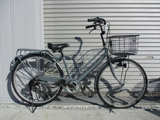 E703☆限定特価☆ 中古自転車 【26インチ軽快車グレー6段LEDダイナモ