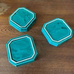 和食器　各皿３個セット　約13センチ角　グリーンの画像