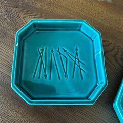 和食器　各皿３個セット　約13センチ角　グリーンの画像