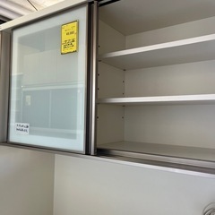 ジャングルジャングル貝塚店　レンジボード　ニトリ　アルミナ　食器棚　キッチンボード　白　引き違い扉　剥がれ有り　中古　リユース　貝塚市　二色浜の画像