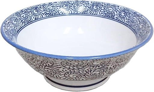 ラーメン丼タコ唐草青6.5寸反高台丼　11点