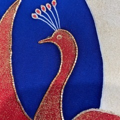 名古屋帯 鮮やかな青に鳳凰の画像