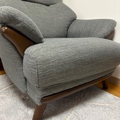 【美品】ニトリ　グレー　1人用布張りソファ　パーソナルチェア　ハイバックソファ　の画像
