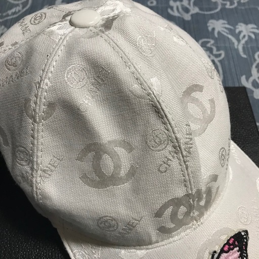 超レア 正規品 シャネル バタフライ刺繍 キャップ ホワイト S 付属品有