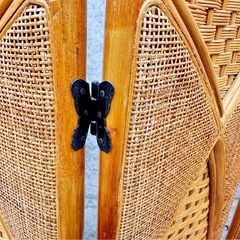 ラタン　4連パーテーション　衝立の画像