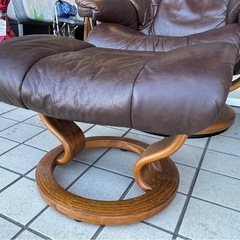 【早い者勝ち!!】ひとりがけ リクライニングチェア 椅子  リアルウッド 皮 生活家具 1129-012の画像