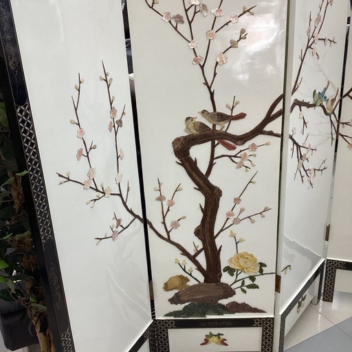 ⭐️春日市⭐️つい立⭐️衝立⭐️壁⭐️目隠し⭐️中国アンティーク⭐️螺鈿細工⭐️鳥⭐️桜⭐️花⭐️小鳥⭐️No2181