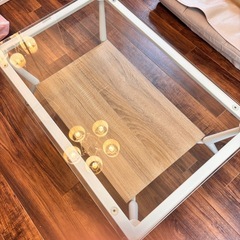 システムK センターテーブル 【ガラスが魅せる美しいデザイン】 安心して使える強化ガラス仕様 中板を使ったディスプレイ空間 ガラステーブル 開放感 インテリア 幅80×奥行52×高さ39cm ホワイトウォッシュの画像