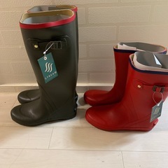 ❤️今から取りに来れる方❤️新品未使用保管品　オシャレな長靴レインシューズ　2足の画像