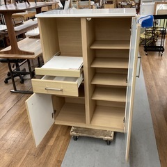 S190 ⭐ NITORI ニトリ キッチンカウンター 食器棚 スリムタイプ 幅80cm USED の画像