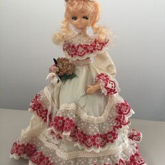 ○人形 ドール ドレス レース コレクション インテリア 置き物 ハンドメイド？ 洋風 西洋風 中古品(NF251127)560-5-②(45)の画像
