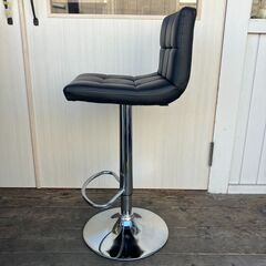 昇降式カウンターチェア・ハイチェア（ブラック/シルバー）の画像