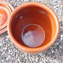 未使用　久松窯蓋付き8号丸壺　味噌作り漬物容器にの画像