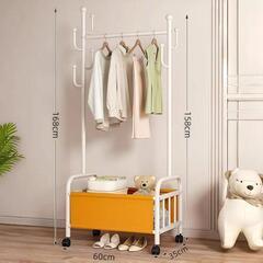 【新品】ハンガーラック トローリーハンガー 家庭用 オレンジ 衣類収納の画像